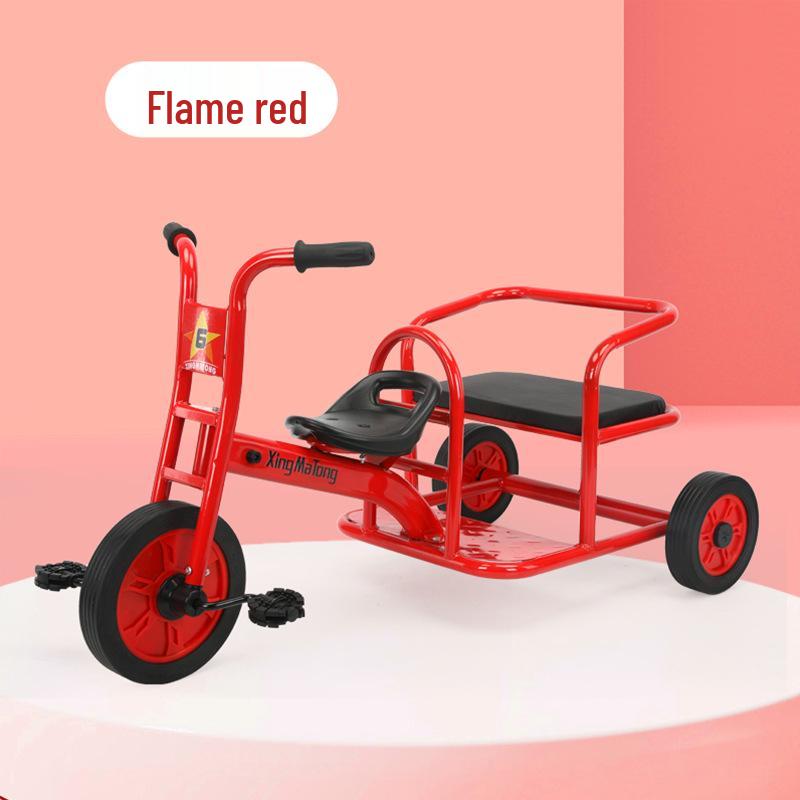 Kid's Early Learning Tricycle with Basket - Double Pedal Outdoor Ride-On Toy