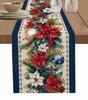 Natale Abete Argentato Foglie Fiocchi di Neve Grana Legno Lino Runner da Tavola Decorazione Cucina Runner da Tavola Forniture per Feste
