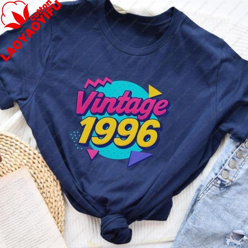 Vintage 1996 Unisex Tshirt Retro 90s Graphic Tee 30 Years Old Printed Tshirt Tops 30th Birthday Street Fashion Shortsleev