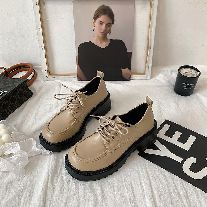 

Маленькие кожаные туфли на высоком каблуке в британском стиле для женщин, весна-лето, ретро, французские туфли на толстой подошве, туфли Мэри Джейн, увеличивающие рост, лоферы 38 миндальный