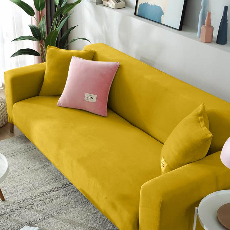 1/2/3/4 Seat Velvet Fabric Sofa Cover Elastic Sectional Couch Cover L Shape Sofa Case Armchair Sofa Case For Living Room Home