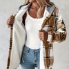 Chaqueta con capucha a cuadros para mujer Abrigo de invierno acogedor, Ropa exterior casual cálida para otoño e invierno