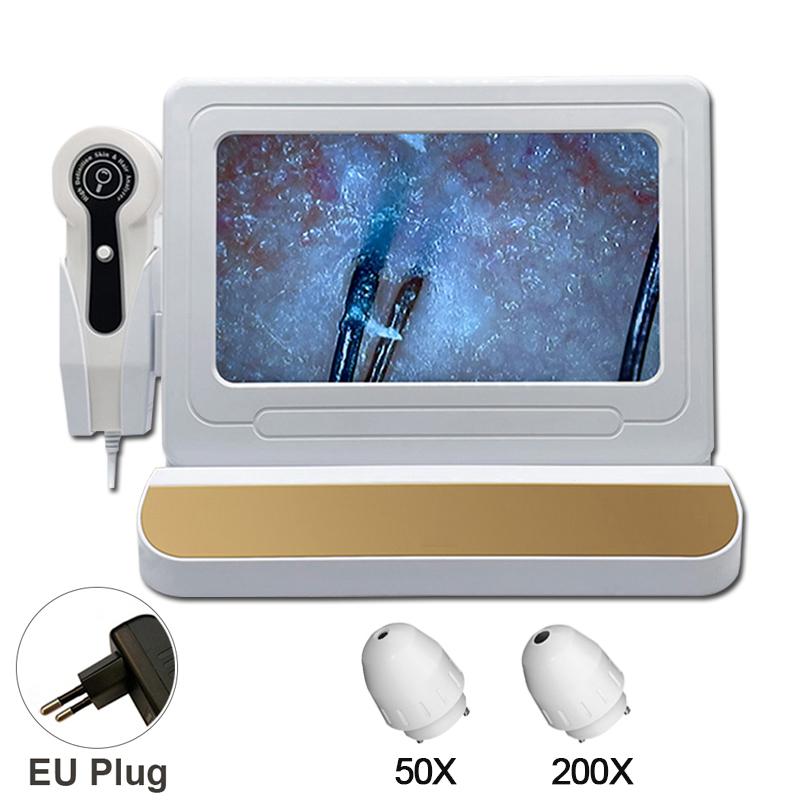 10 Inch LCD Scalp Detector Digital Hair Skin Analyzer Microscope for Hair Follicle Testing and Skin Analysis Magnifier 50/200X