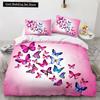 Butterfly Duvet Cover King Queen Colorful Flying Animal Bedding Set for Teens Adults Beautiful Flowers Polyester Quilt Cover