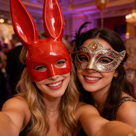 Masque de Lapin d'Halloween Oreilles Longues Lapin Demi-Masque pour Anniversaire Pâques Halloween Mascarade Cosplay Fête Costume