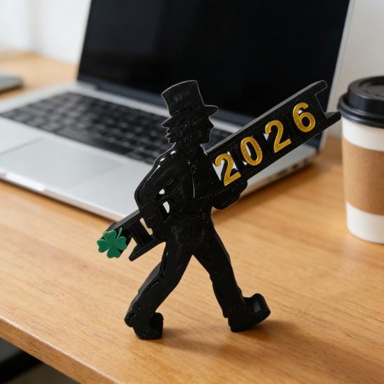 2026 Stolní cedule 3D tištěná Šťastný nový rok Párty Stolní ozdoba na polici Krbovou římsu Stolní dekorace Etagérový tác