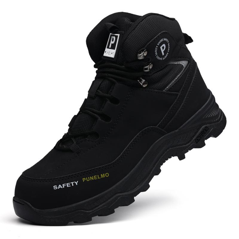 Men's Lightweight Anti-Smash, Puncture-Resistant High-Top Work Safety Shoes