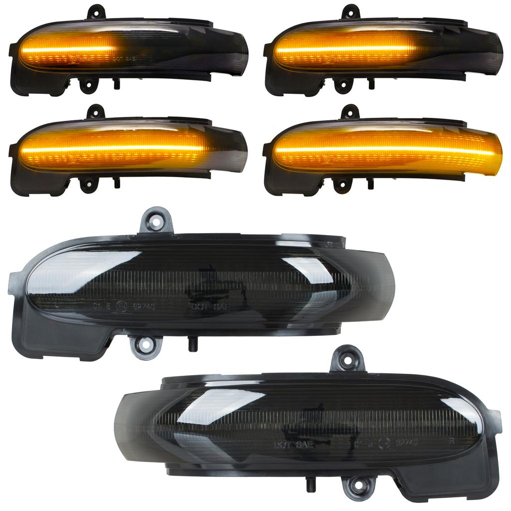Mercedes CL203 S203 W203 C-Class 01-07 left + right turn signal mirror SMOKED DYNAMIC LED 2 pcs. SET