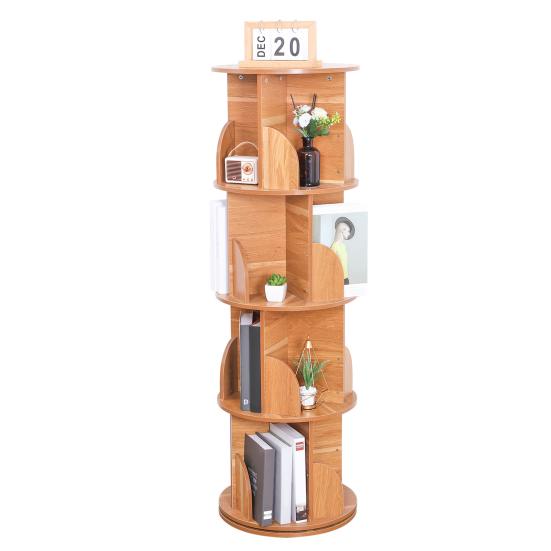 Spinning Bookshelf 360 Rotation Display 4 Tier Floor Standing Bookcase Small Corner Bookcase for Small Space Kids Room Book Storage Organizer
