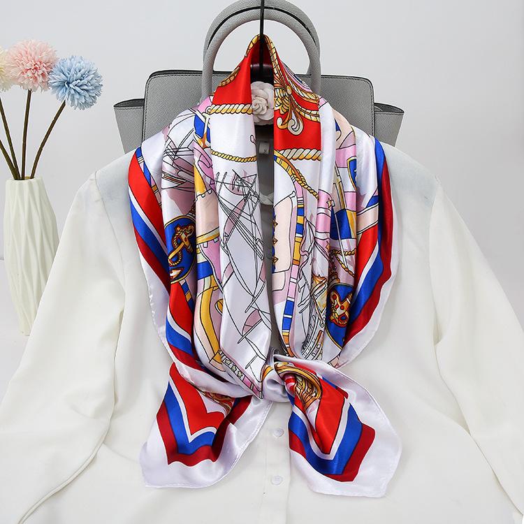 

Атласный шарф в китайском стиле 90 см, большой квадратный шарф, простая имитация шелкового шарфа, шарф-шаль, маленький шарф 90*90