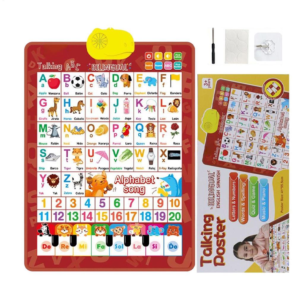 new Talking Wall Charts for Kids Talking Bilingual Interactive Toy Music Spanish And English Preschool Wall Posters for Ages 3-8