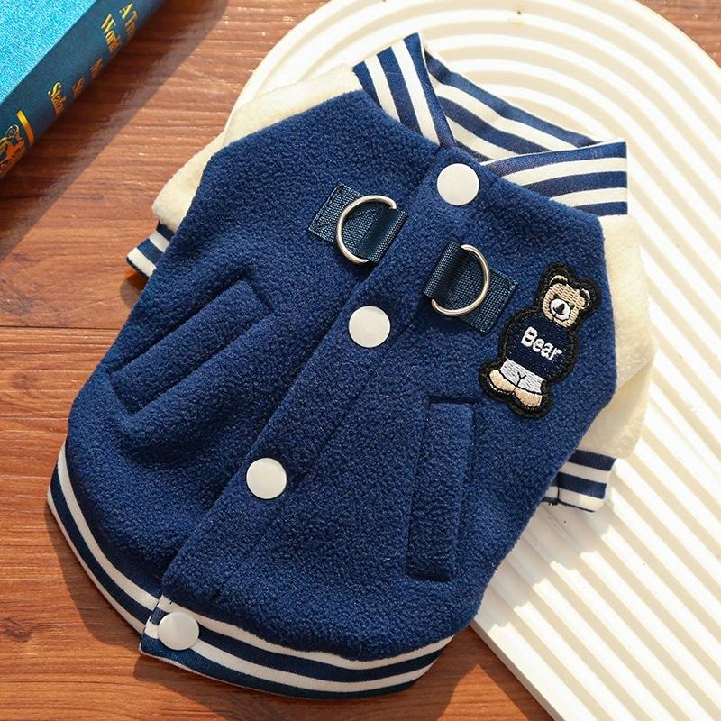 

New Autumn and Winter Pet Clothes Baseball Clothes Pet Cat Dog Jacket Teddy Dog Clothes 2XL (bust 55cm) синій
