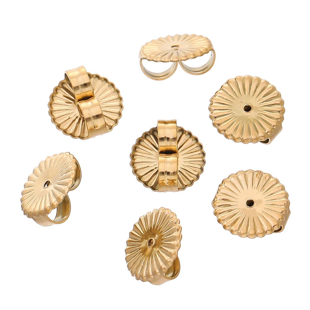 

20pcs/lot Gold Color Flower Heart Stainless Steel Earring Studs Ears Hook Backs Stopper For Jewelry Making Earring Stoppers 20pcs