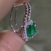 Huitan Gorgeous Green Cubic Zirconia Women Earrings Silver Luxury Female Dangle Earrings Wedding Anniversary Party Jewelry
