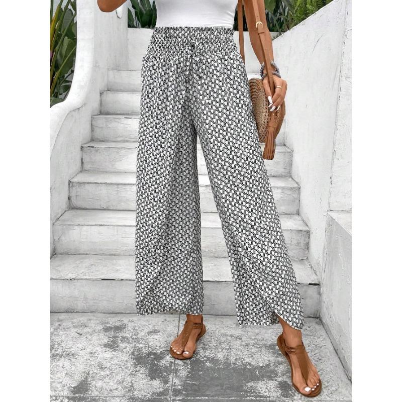 VEZFAA Women's Fashion Casual Plaid Print High Waist Trousers Pants & Capris