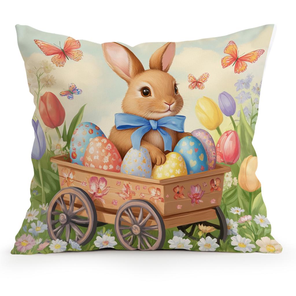 Easter Spring Rabbit Cushions Pillowcase Polyester Cushion Cover Throw Pillow Pillowcover Home Car Sofa Decor