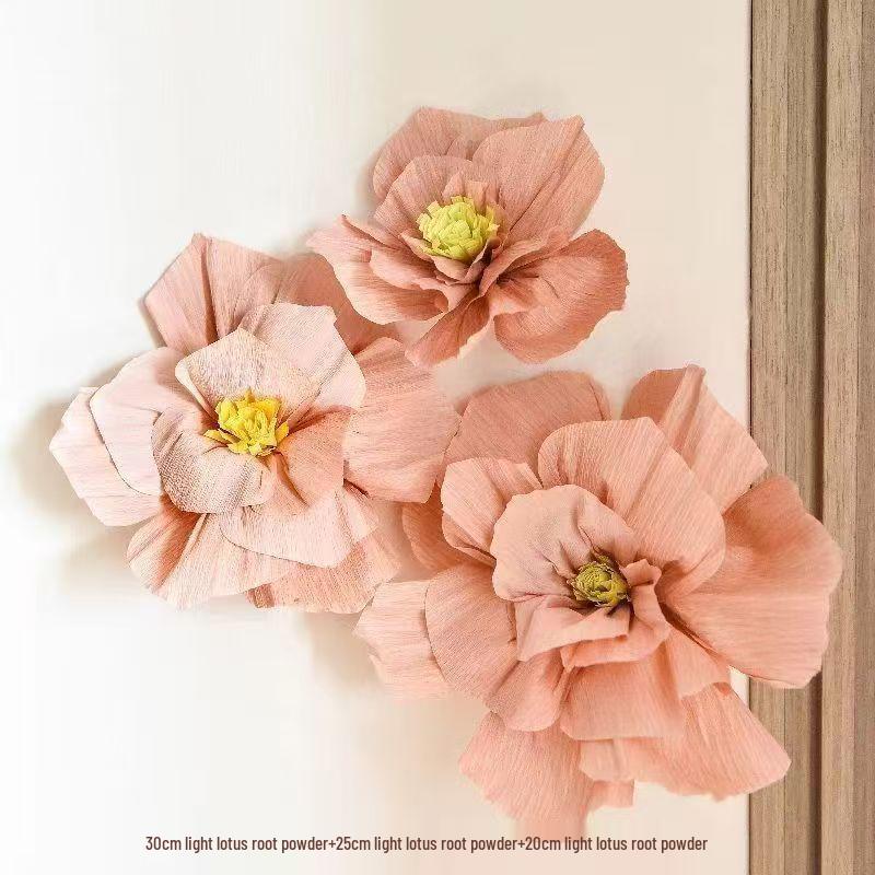 3D Wedding Xi Character Stickers & Crepe Paper Flowers for Bedroom and Living Room Decor