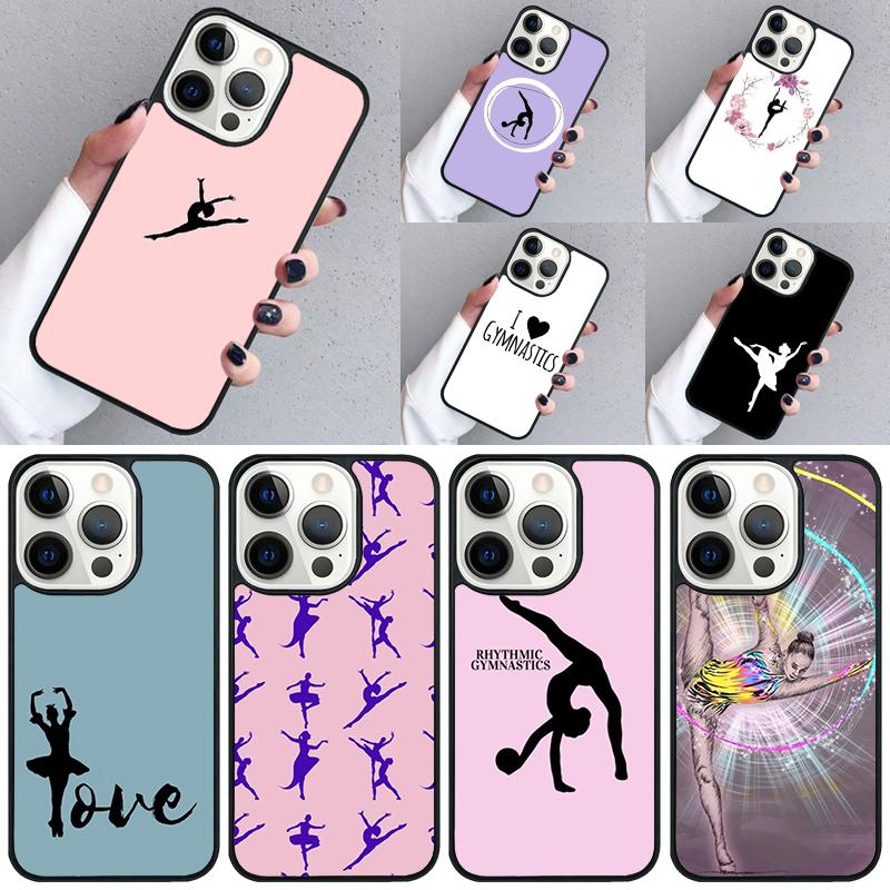 Love Gymnastics Silhouette Sports Phone Case For iPhone 17 Air 16 16e 15 13 14 Pro Max 11 12 Plus 2022 MAX Cover