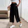 Wide Leg Womens Pants Relaxed Fit Lightweight Pants for Women High Waist Cropped Trousers Casual Loose Style