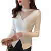 Neck sweater women's niche inner cardigan autumn and winter new long-sleeved knitted sweater