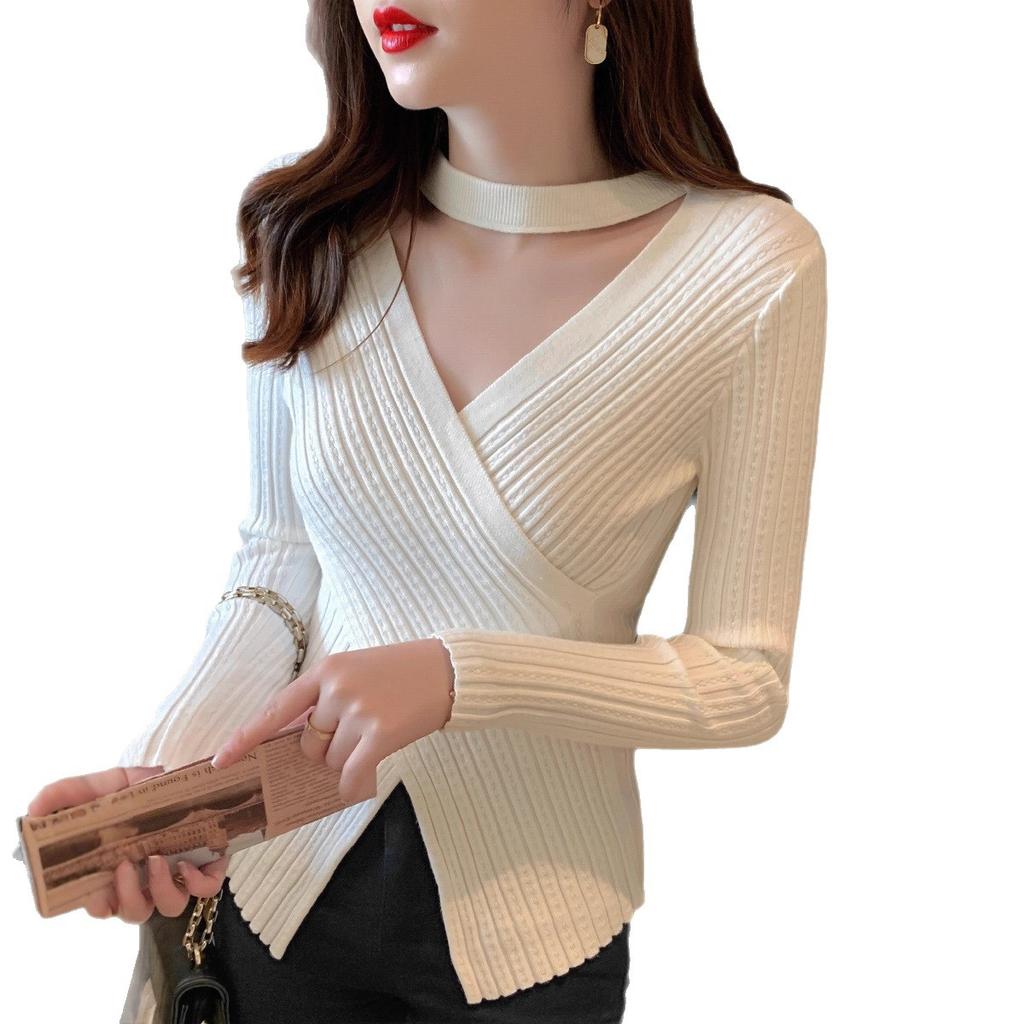 Neck sweater women's niche inner cardigan autumn and winter new long-sleeved knitted sweater
