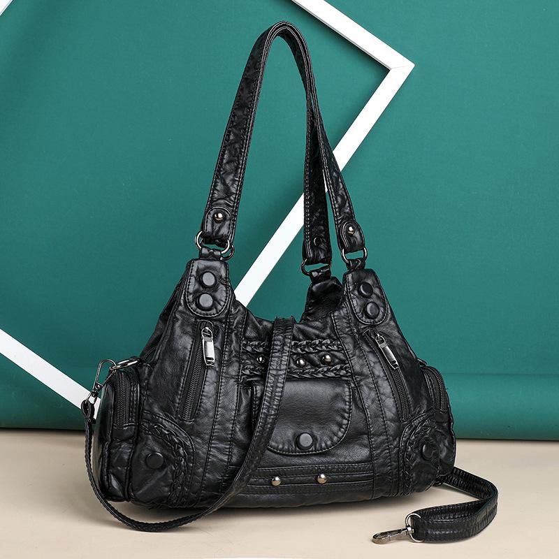 Damen 2025 Retro Handtasche mit großem Fassungsvermögen - Vielseitige einfache PU Schulter-Umhängetasche