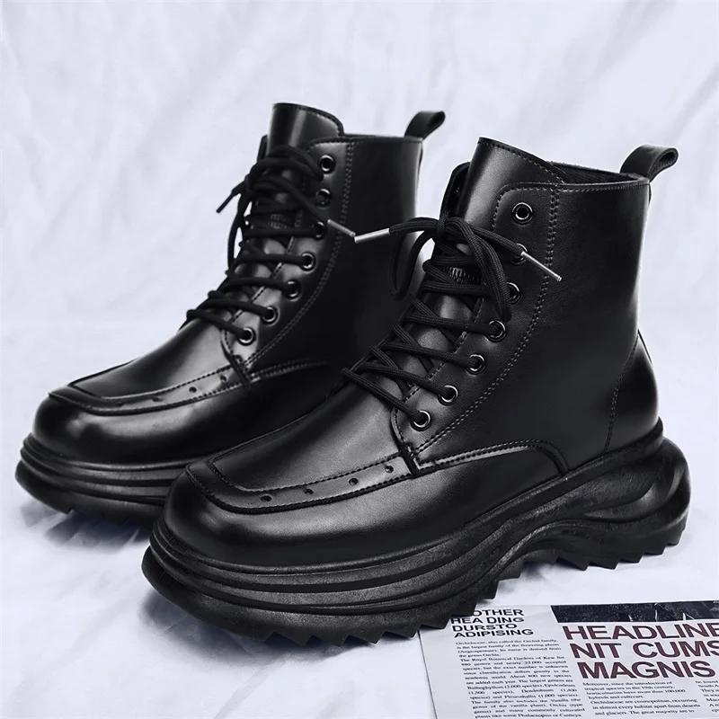 High Boots Men Booties Man Work and Safety Shoes Men's Leather Winter Shoes Taco Ankle Boots Mens Shoe Brown Boot Cowboy Snow &