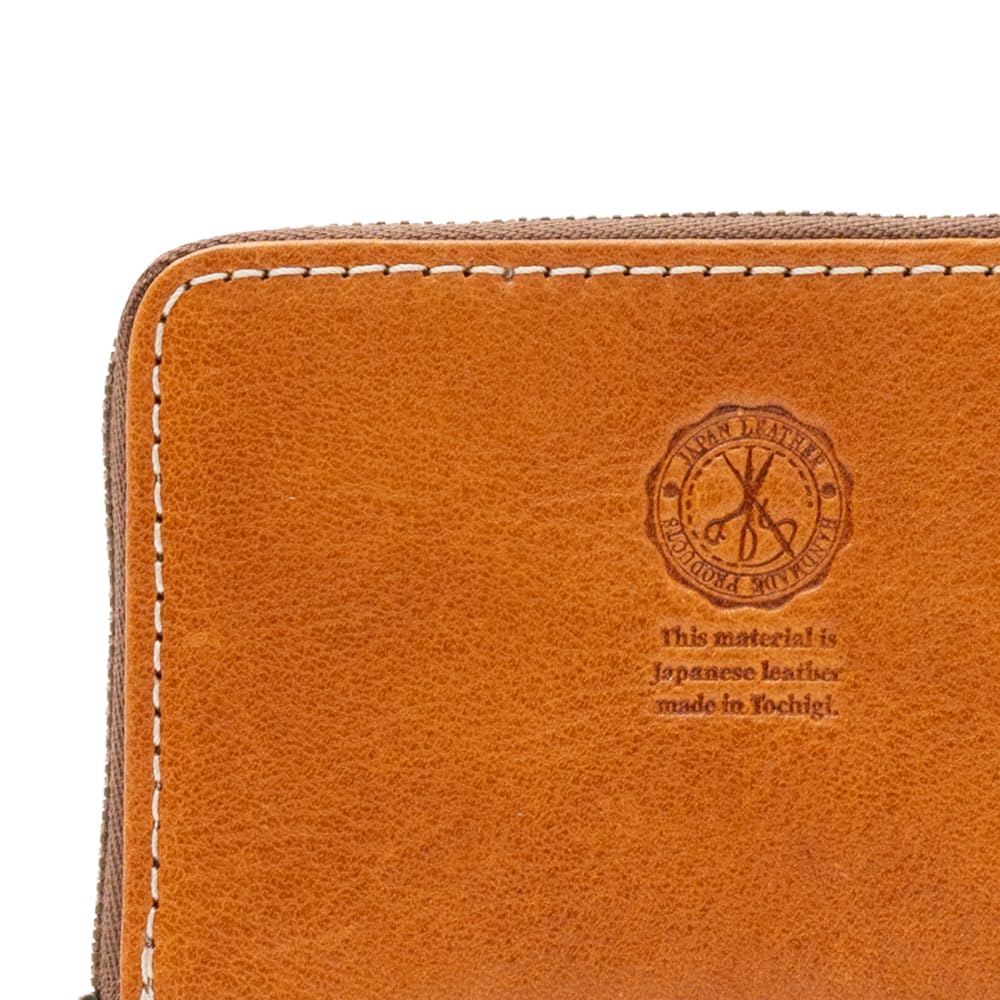 [e-mono] Genuine Leather Coin Purse with Skimming Prevention, Tochigi Leather, Men's Coin Case with Round Zipper, Women's Cowhide Leather, Handmade