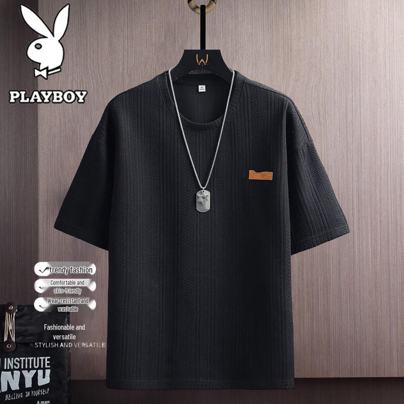 Playboy Men s Waffle Striped Casual T-Shirt XL