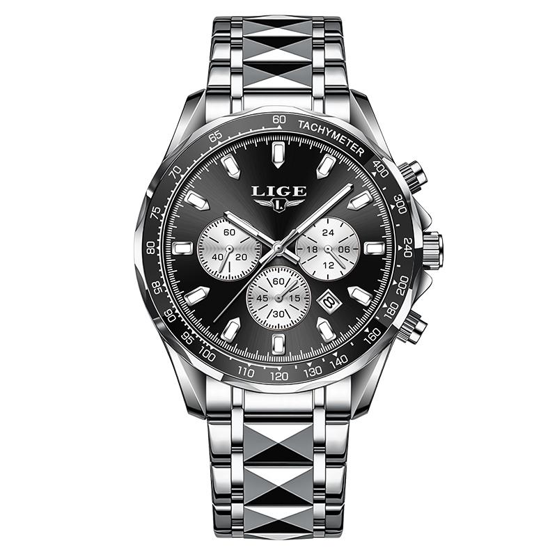 LIGE Top Luxury Man Watch New Waterproof Luminous Calendar Watch Men Quartz Wristwatch Chronograph Watches for Men Reloj