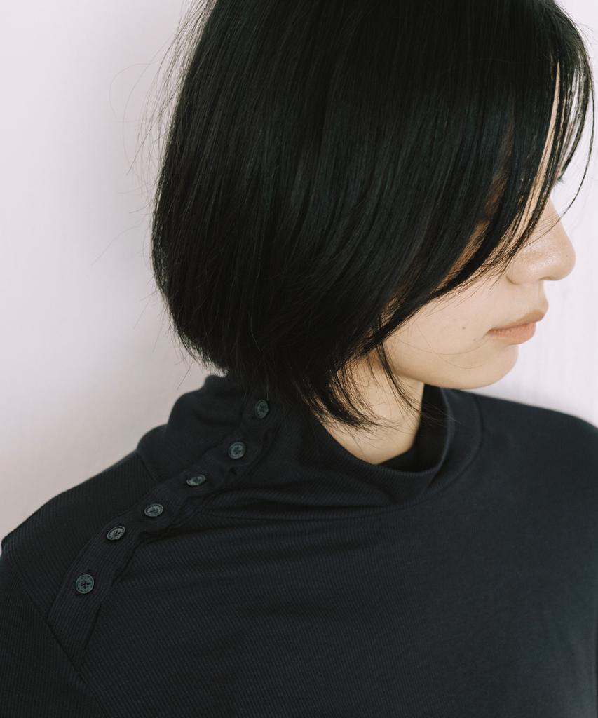 Ohesio Two-Way Button Turtleneck T-Shirt, Charcoal