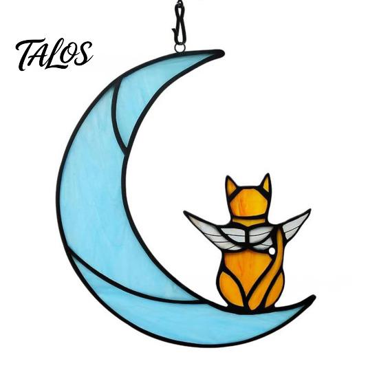 Cat Gift for Home Acrylic Hanging Pendant with Chain, Animal Ornament Window Light Translucent Wall Decor, Cute Lover Room Decoration
