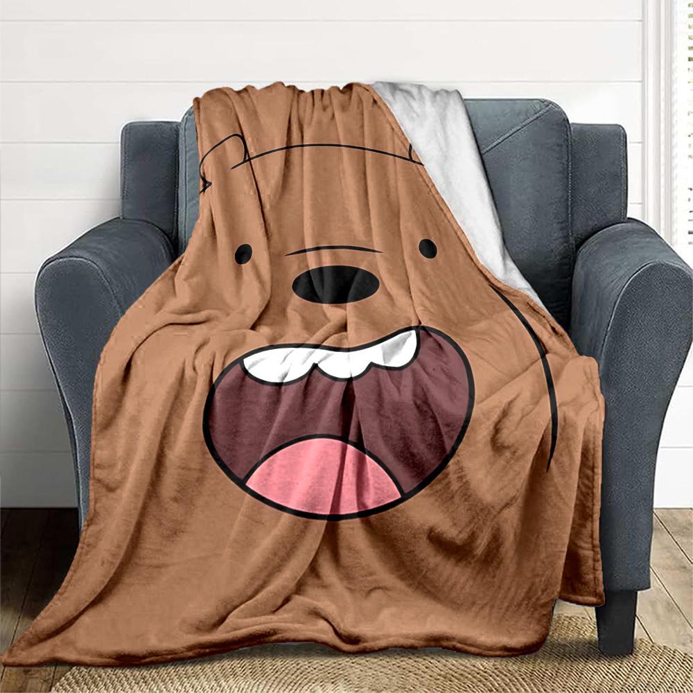 1pc We Bare Bears Flannel Throw Blanket Lightweight Soft Warm All Season Blanket for Sofa, Bed, Travel,L1028064