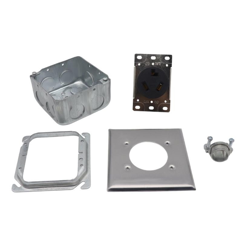 Industrial 30A Electrical Outlet Installation Kit NEMA 10 30R with Junctions Box & Sliding Cover for Wiring Use