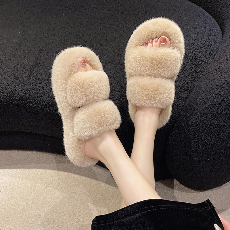 Mao Mao slippers women's outer wear 2025 new Korean version ins trendy shoes autumn and winter one-word thick-soled cotton slippers spring and summer