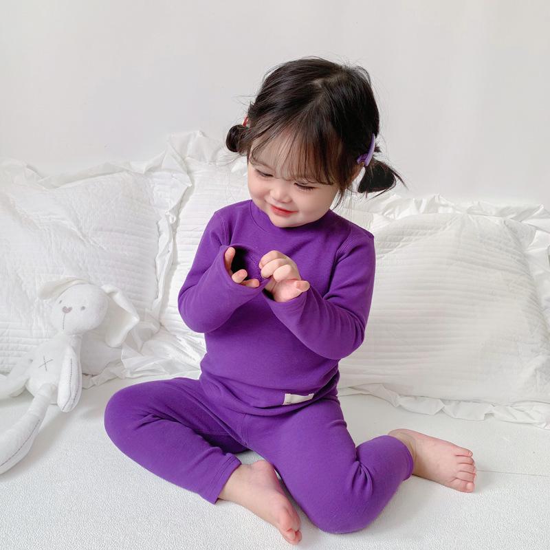 Kids' High-Neck Thermal Underwear Set - Combed Cotton, Thickened, for Boys & Girls