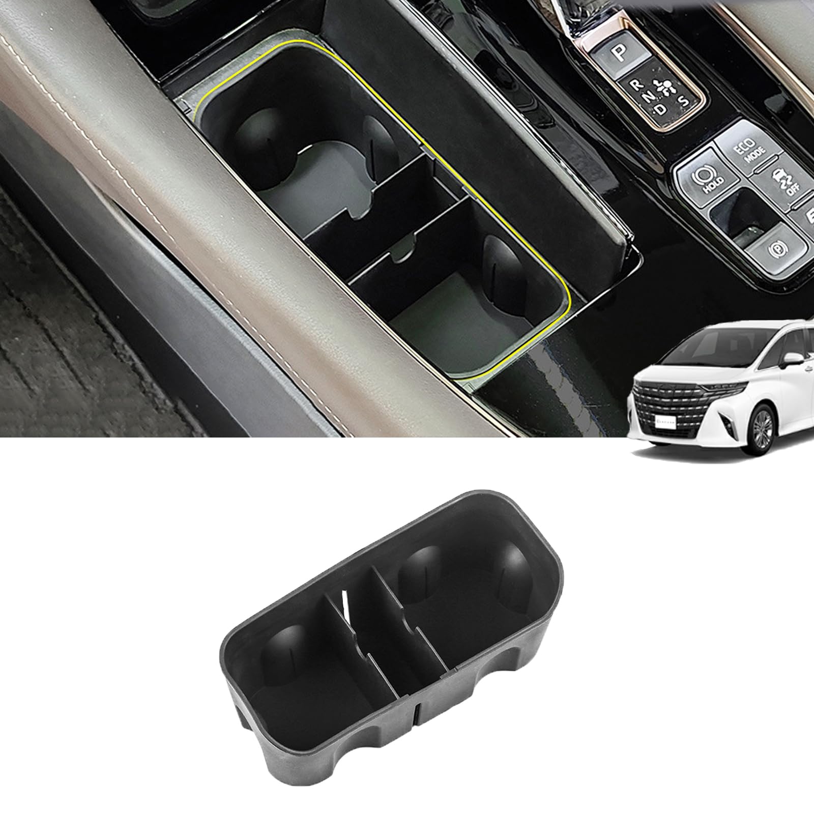 

Temiry Exclusive for Toyota Alphard Vellfire 40 Series Cup Holder Center Console Silicone Material Drink Holder Shift Side Pocket Console Specially чёрный