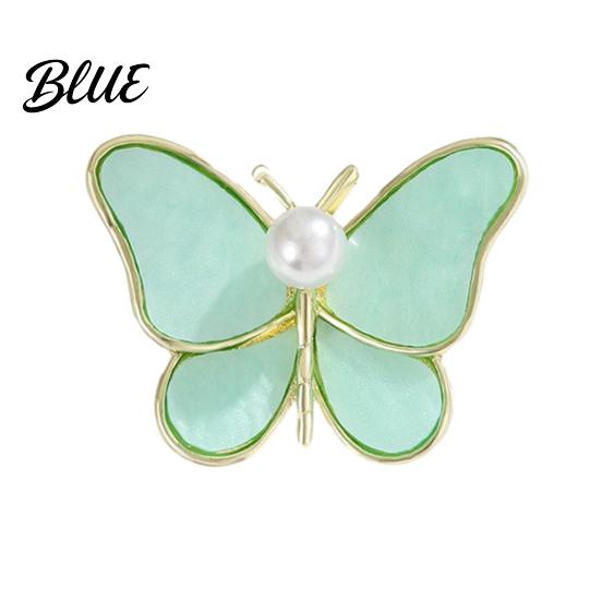 Enamel Butterfly Pin Women Brooch Sparkling Rhinestones Faux Pearl Butterflies