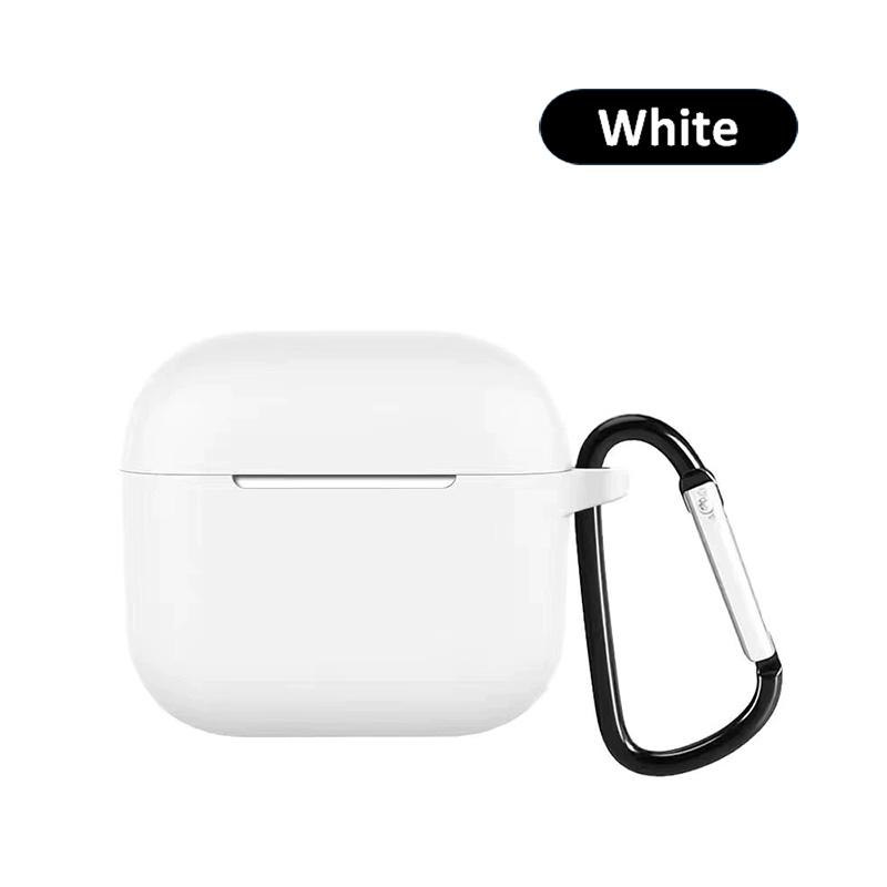 Silicone Case for Airpods 1 2 3 4 Pro Series Simple Solid Skin-feeling Headphone Protective Case with Hanging Buckle