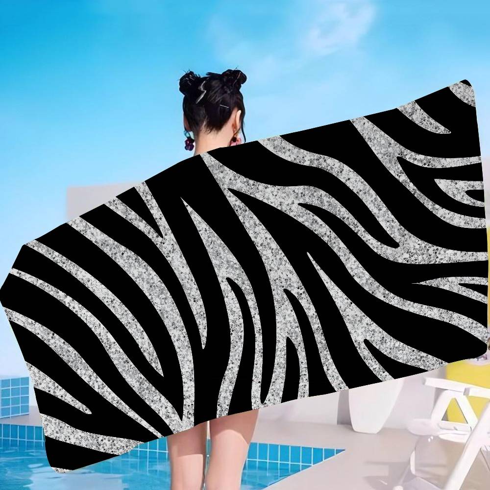 Black White Color Print Zebra Beach Towel Colorful Bath Towels for Girl Microfiber Quick Dry Sand Beach Yoga Spa Gym Pool