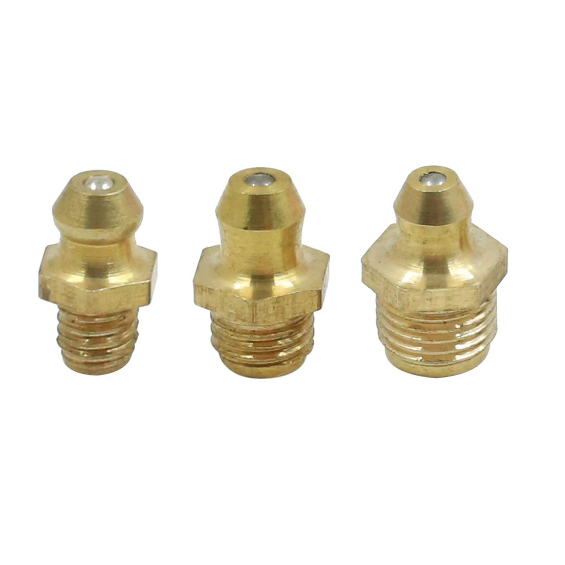 uxcell Nipple 3 in 1 Brass M6 M8 M10 Thread Straight Fitting Kit for Car 1set золотой