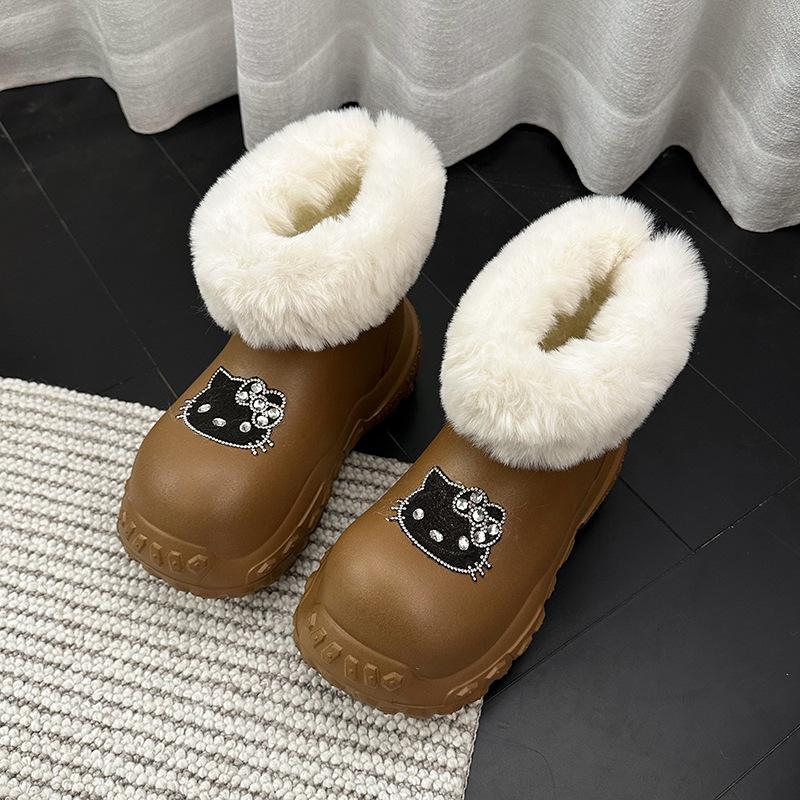 Women's thick-soled cute cartoon winter lightweight warm winter padded snow boots non-slip wear casual sneakers cotton boots
