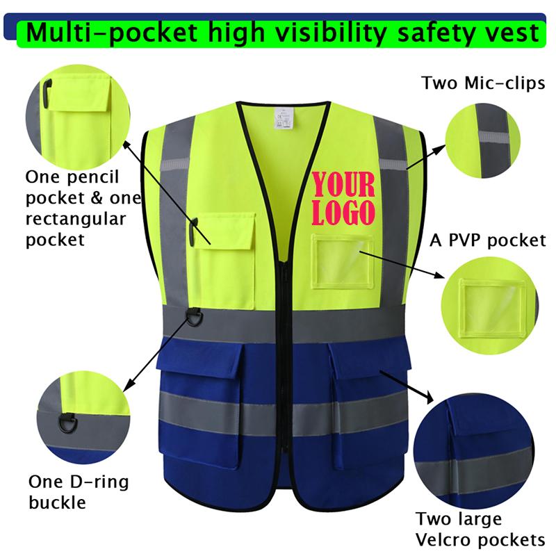 Reflective Vest High-Grade Safety Signal Custom Logo Rider Jacket Vest High Visibility Working Safety Jacket Fluorescent Woman