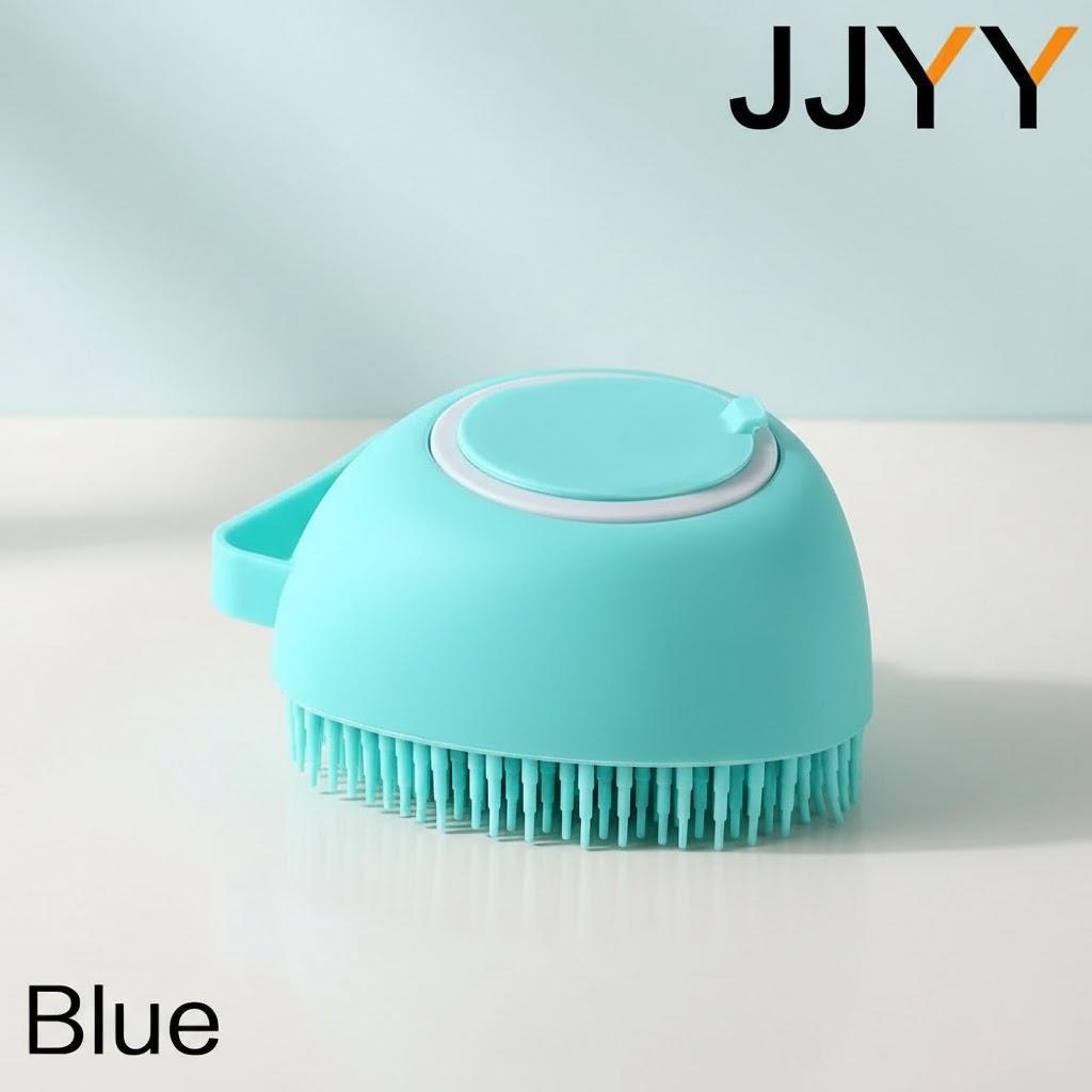 

Childrens Silicone Shower Brush Multifunctional Bathing Massage Body Wash Shampoo Dispenser синий