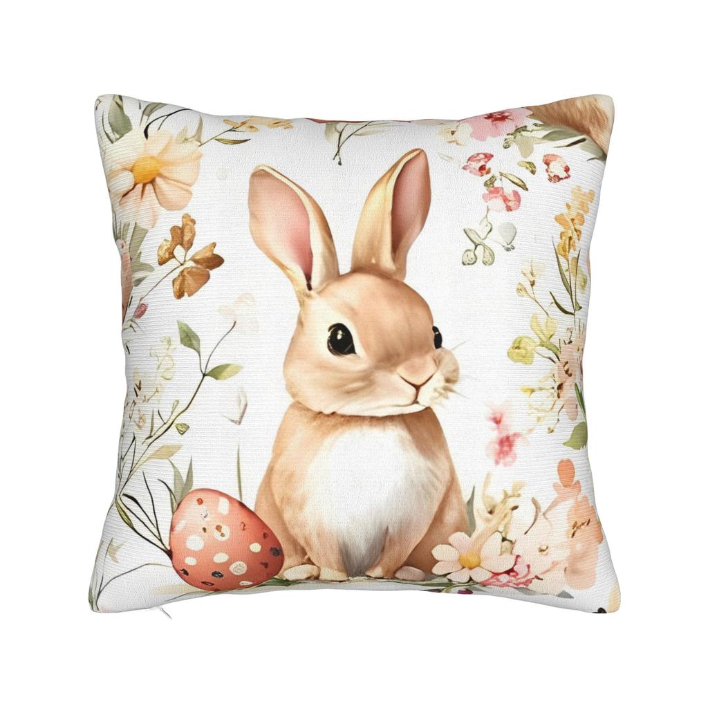 Eggs Easter Bunny Square Pillow Case Polyester Cushions for Sofa   Novelty Pillowcover Home Decor