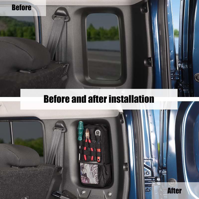 Geantă de depozitare organizatoare lateral pentru lunetă spate, potrivită pentru Suzuki Jimny 2019 în sus, versiunea cu 4 uși, depozitare, ordonare, accesorii auto