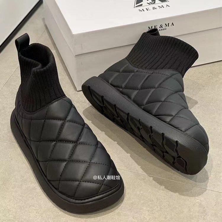 

Винтажные универсальные зимние ботинки для женщин 2025 Новые зимние утепленные теплые хлопковые ботинки кремовые ботинки-буханки 40 чёрный