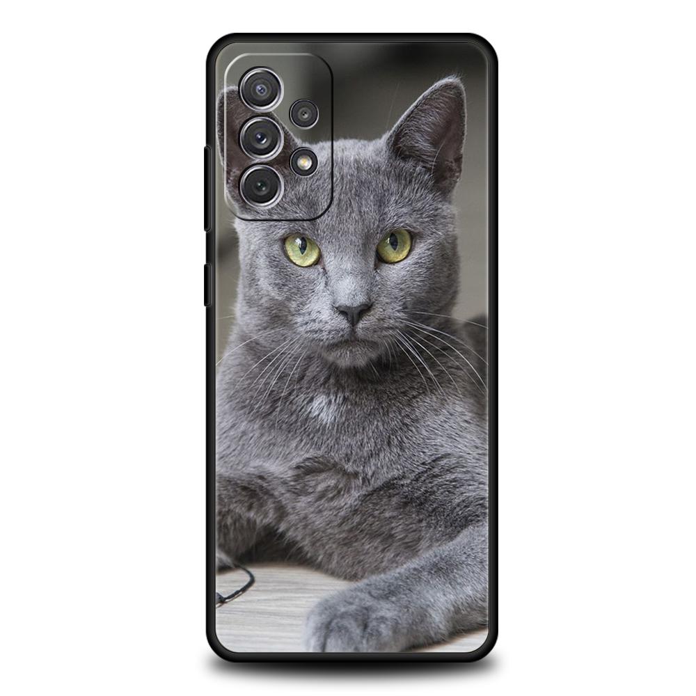 Britische Kurzhaarkatze Fall für Samsung A24 A12 A14 A32 A50 A70 A20E A20S A10 A10S A22 A30 A40 A34 A54 A42 A52 5G A04s A72 Abdeckung