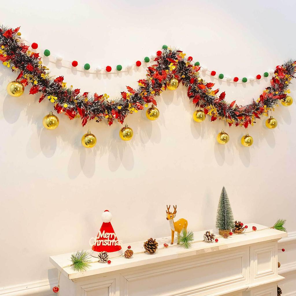 Christmas Tinsel Garland for Tree Ornaments and Wall Decor