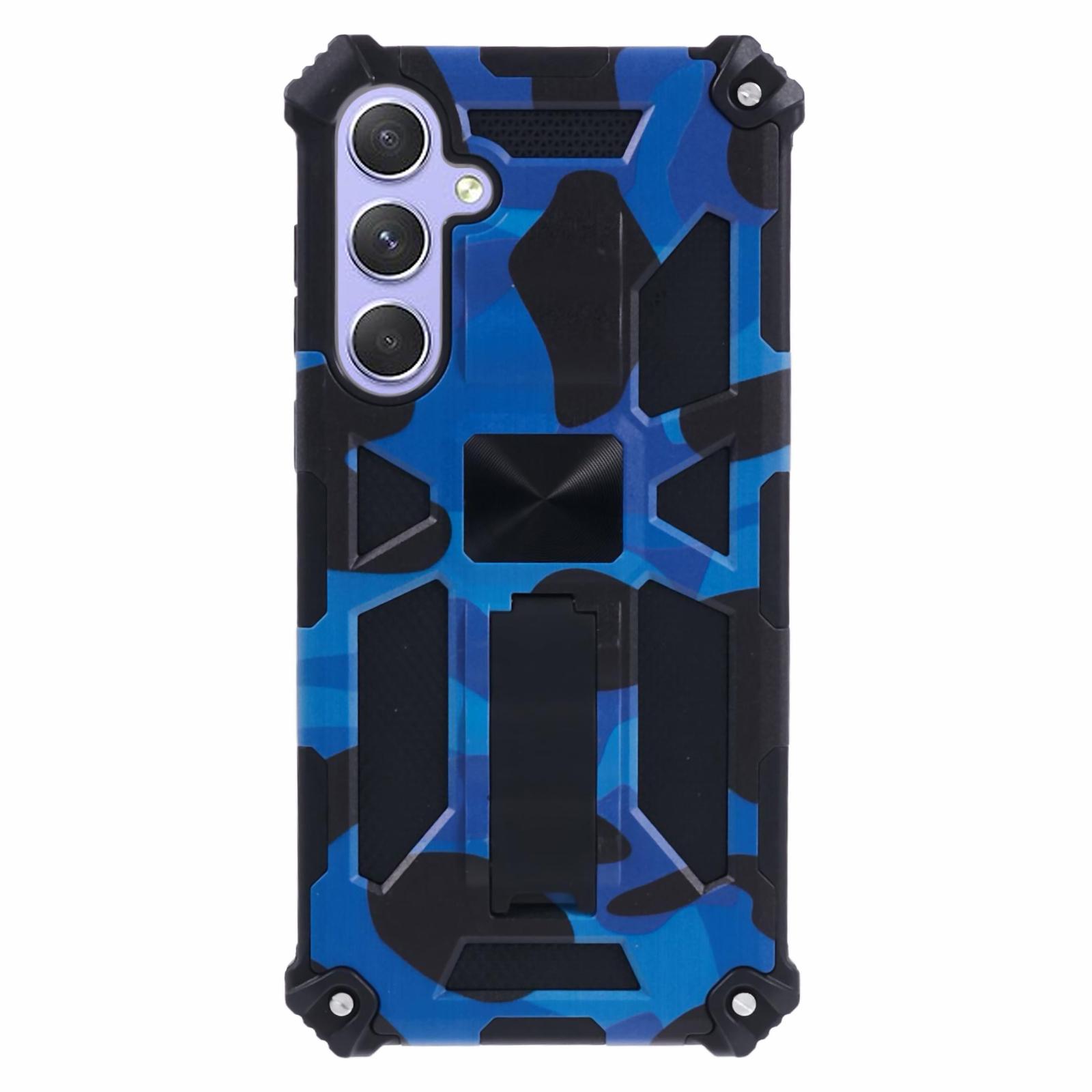 

For Samsung Galaxy A55 5G Phone Case Kickstand Protective Cover Camouflage Pattern Blue
